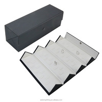Astrid Étui de rangement personnalisé avec logo, 9 anneaux, en bois MDF, style classique rétractable, facile à nettoyer, pour bijoux
