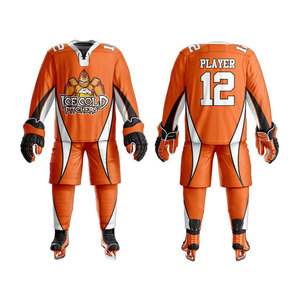 Conjunto de Jersey de Hockey sobre Hielo para Hombre, Talla Adulto, Blanco y Rojo, Sublimado, Absorbente de Humedad, Manga Larga, con Pantalones, Superventas - Product Image 4
