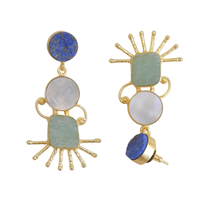 ต่างหูห้อยประดับมุกน้ำจืดและควอตซ์ชุบทอง 24K หลายเม็ด - เหมาะสำหรับงานปาร์ตี้สุดอินเทรนด์ - Product Image 3