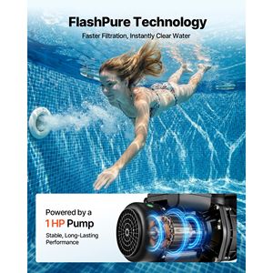 ปั๊มกรองทราย FlashPure 1 แรงม้า 4400 แกลลอนต่อชั่วโมง ระบบกรองสระว่ายน้ำขนาด 16 นิ้ว พร้อมตัวตั้งเวลา กรองเร็วขึ้น 6 เท่า สำหรับสระว่ายน้ำแบบตั้งพื้น - Product Image 5