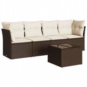 Ensemble de canapés de jardin en polyrotin marron, acier et verre trempé, polyester - Product Image 2