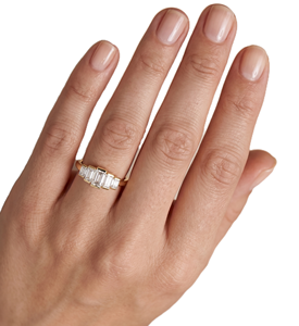 Unique Emerald Lab Created Diamond Moissanite Engagement Ring 10K 14K Solid Gold Cluster Ring Bridal Promise Anniversary Gift - Product Image 5