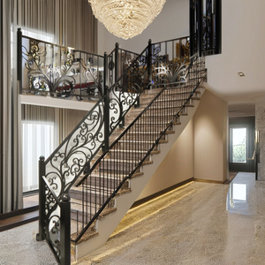 Rampe d'escalier en fer forgé sur mesure pour escalier, design de rampe durable avec marches décoratives pour usage intérieur - Product Image 5