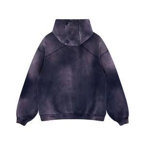 Wholesale Custom Men Acid Wash Hoodie <b>Sun</b> Faded Heavyweight Cotton Streetwear Pullover Sweatshirt Factory - Product Image 2