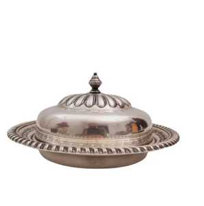 Mantequillera de Metal Plateado Martillado de Primera Calidad con Tapa, Elegante Acabado Espejo, Mantequillera de Acero Inoxidable para el Hogar - Product Image 2