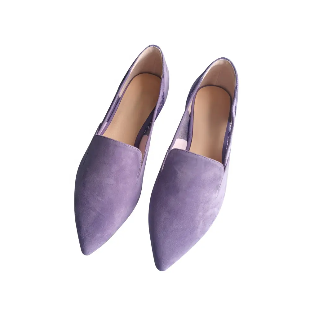 New Fashion Black Purple Daily Walking Pointed Toe Simple Classic Ladies Flat Large Size Outdoor Casual Shoes For Women