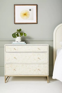 Luxury Handmade Bone Inlay Chest of Drawers Wooden <b>Storage</b> <b>Cabinet</b> for <b>Bedroom</b> Furniture with 3 Drawers Gold Base - Product Image 2