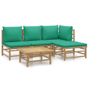 Ensemble de salon de jardin en bambou vert moyen avec mobilier de jardin en bambou naturel et polyester - Product Image 2