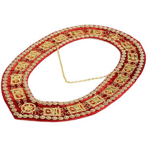 Collier de chaîne maçonnique Shriner en strass doré sur velours rouge, de haute qualité, fabriqué sur mesure en tissu avec collier de chaîne - Product Image 2