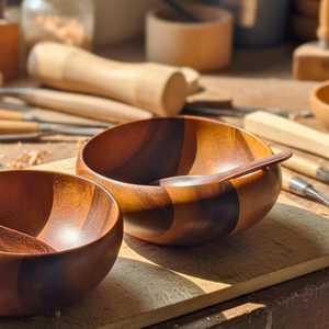 Bol à salade et à fruits en bois poli, fait main, écologique, durable, résistant au lave-vaisselle, moderne, personnalisable, cadeau d'entreprise - Product Image 4