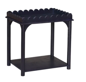 Mesa Consola Moderna Negra de 2 Niveles con Borde Festoneado, Mesa Auxiliar de Madera para Sala de Estar - Product Image 1