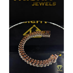 Bracelet cubain en diamant Moissanite VVS, argent sterling 925, entièrement serti de pierres, bijoux de luxe pour homme, style hip-hop, par Trisha Jewels - Product Image 3