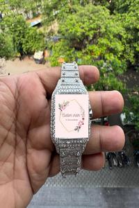 Montre automatique Moissanite entièrement sertie de pierres pour homme, bracelet en or blanc, montre en acier inoxydable style Hip Hop, cadeau pour rappeurs et amis - Product Image 5