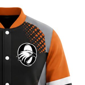 Orange Black White <b>Baseball</b> <b>Jacket</b> Full Zip Long Sleeve Team Uniform Lightweight Comfortable Sportswear - Product Image 4