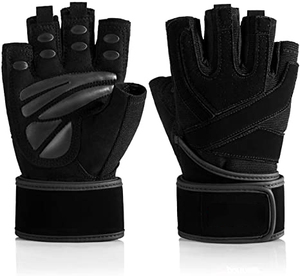 Nouvelles gants de sport au design moderne en cuir PU noir avec sangle de poignet réglable, antidérapants, pour la musculation, l'entraînement physique, unisexe - Product Image 2