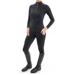 Culotte d'équitation taille haute pour femme, noire unie, coupe ajustée, avec grip intégral sur le siège - Product Image 5