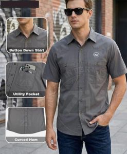 Camisas de Trabajo de Manga Corta de Algodón para Hombre, Resistentes al Fuego, Ropa de Seguridad Industrial Ignífuga para Soldadura, Paquete de Respirador - Product Image 6