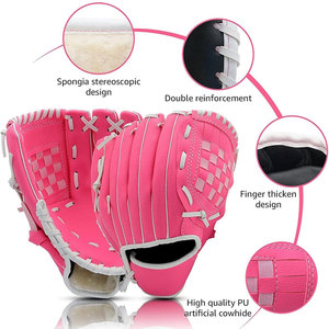 <b>Pink</b> Full Finger Baseball Glove Synthetic H-Web Right Handed Hook And Loop Closure Non Slip All Seasons Unisex - Product Image 4