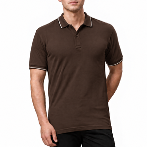 เสื้อโปโลผู้ชายลำลองสีพื้น แขนสั้น สำหรับตีกอล์ฟ รับสกรีนโลโก้ แต่งขอบสี ขายส่ง - Product Image 3