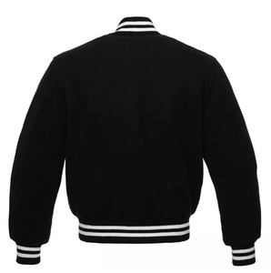 Nouvelle veste universitaire en cuir noir et coton-laine, style Letterman, tendance urbaine, personnalisable, col montant, logo frontal - Product Image 3