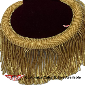 Epaulette Marroquí de Granate de Primera Calidad, Totalmente Personalizable, Color Granate con Elegantes Flecos Dorados, Equipo de Defensa Personal - Product Image 3