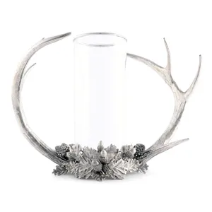 Support de bougie en bois de cerf avec motif de gland, décoration ronde pour la maison pour Noël ZE-3538T, fabriqué à la main par Zahid Exports - Product Image 3
