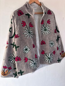 Manufacturer Indian Hear <b>Plus</b> Embroidered Velvet Suzani Cotton Jacket Breathable Boho Short Coat Heart Valentine Gift Women Coat - Product Image 4