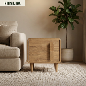 Wooden Nightstand 2 Drawers Scandinavian Modern Bedroom Furniture <b>Storage</b> <b>Side</b> <b>Table</b> for Home Use - Product Image 4