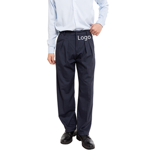 Pantalon Oxford Homme Personnalisé Léger Taille Mi-Haute Coupe Droite Plissé Devant Fermeture Boutonnée Style Formel Été 100% Coton Vente en Gros - Product Image 3