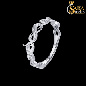 Anillo de Eternidad Chapado en Plata 925 de Sara Jewels con Circonita Cúbica Engastada en Pavé para Mujer, Estilo Clásico de Compromiso - Product Image 1