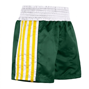 Shorts de boxe pour hommes, bleu marine, blanc, rayures rouges, polyester à séchage rapide, vêtements de sport - Product Image 4