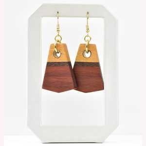 Boucles d'oreilles pendantes en résine et bois pour femme, forme géométrique, serti de canaux, design personnalisé, autres plaquages, style bohème, mode, fête MN - Product Image 4