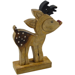 Ornements sur le thème de Noël, design en bois naturel avec finition peinte, cadeaux de Noël pour les saisons festives, décoration de table intérieure - Product Image 1