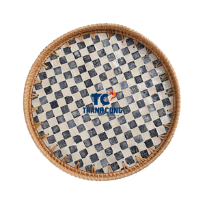 Nouveauté Plateau de service en rotin fait à la main avec nacre Plateau de service élégant et classique Plateau de service en rotin - Product Image 1