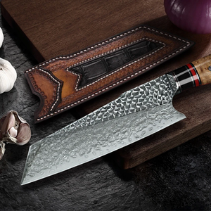 Couteau de chef en acier Damas, manche en bois, style japonais, avec étui en cuir, lame forgée à la main, ambidextre, couteau de cuisine - Product Image 3