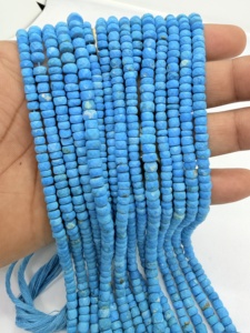 Perles Rondelles Facettées en Turquoise Bleue Naturelle, Fil de 16 Pouces, Fournitures de Fabrication de Bijoux en Pierres Précieuses, Vente en Gros - Product Image 3