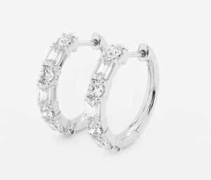 <b>Hoops</b> Earrings Diamond Earrings Gold and <b>Silver</b> Earrings Natural and Lab Grown Diamonds Earrings <b>Hoops</b> Fine Jewelry for Women - Product Image 2