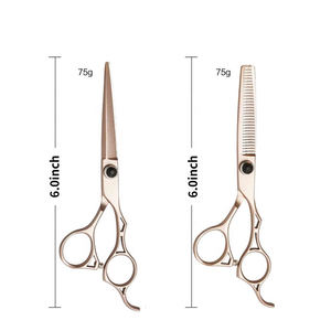 Custom Made Right-Handed Stainless Steel <b>Barber</b> Scissors Kit with Thinning Shears Blunt <b>Blade</b> Tips 28 Teeth Short Handle - Product Image 5