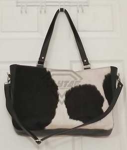 Premium Luxury Real Cowhide Leather Tote Bag For Women Cow <b>Fur</b> Shoulder Handbag Custom Wholesale Fashion Large Capacity - Product Image 2