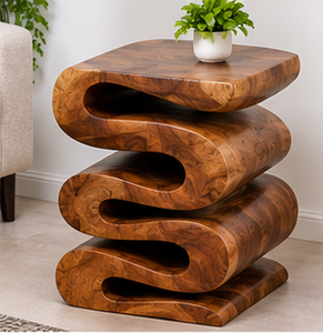 Mesa Auxiliar Moderna de Madera Sólida con Diseño Geométrico y Decorativo para Sala de Estar, Dormitorio, Regalo de Inauguración - Product Image 1