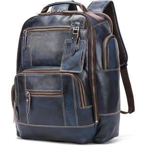 Sac à dos en cuir de vache authentique pour hommes, élégant, pour le bureau, les voyages, sacoche pour ordinateur portable, construction robuste, finition douce, pour le transport quotidien - Product Image 3