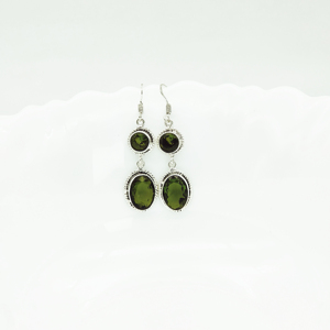 Pendientes Colgantes de Piedras Preciosas de Ónix Azul Verde Negro Oxidado Plateado al por Mayor con Forma de Lágrima Redonda |   Pendientes de Plata con Diseño de Gota - Product Image 5