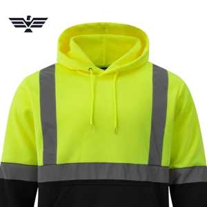 Sudadera de Seguridad de Alta Visibilidad Personalizada, de Poliéster, Tallas Grandes, con Serigrafía, Fusión sin Costuras, Cinta Reflectante, Sudadera de Trabajo |   Para Hombre - Product Image 5