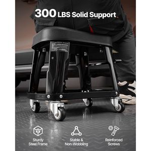 Sgabello da Meccanico con Capacità di 136 Kg, Vassoio Portautensili, Rotazione a 360 Gradi, Sedile con Ruote per Officina, Garage e Riparazione Auto - Product Image 6