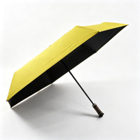 Parapluie de voyage pliable 5 sections 19 pouces, ouverture manuelle, pongé noir UPF50, fibre de verre, léger 207g, sangle, logo personnalisé OEM