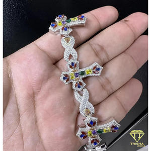 Modern Luxury Cross <b>Bracelet</b> With Infinity Connection And Multicolor Moissanite Sparkle Stones <b>Bracelet</b> for women & men - Product Image 3