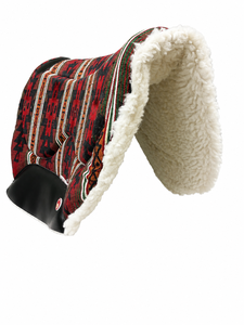 แผ่นรองอานม้ามัสแตงแบบอเนกประสงค์  บุขนด้านใน  โครงสร้างหนัง  ด้านนอกผ้าฝ้าย  ลายสีแดงดำ สำหรับขี่ม้า - Product Image 2