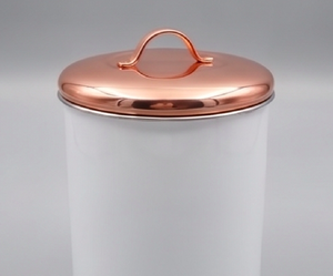 Enamel Food <b>Storage</b> Containers Set With Copper Lids Airtight Round Metal Canisters For Stylish Kitchen <b>Storage</b> Use - Product Image 5