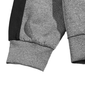 Conjunto Deportivo Color Block para Hombre - Traje de Felpa de 2 Piezas en Gris Jaspeado y Negro con Detalles de Franjas Laterales - Product Image 5