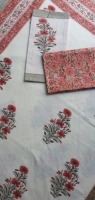 Parure de draps plats en coton imprimé à la main de Jaipur, 7 pièces, taille double, motif floral, écologique, 250TC, MORVI FAB, cadeau de mariage